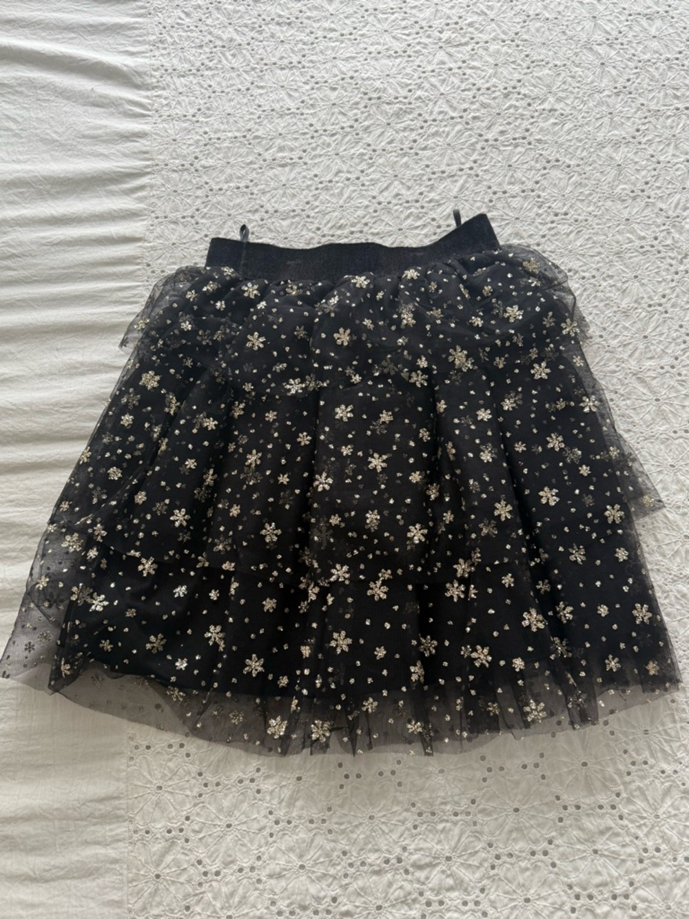 Imperial Black Floral Sequin Tulle Skirt
